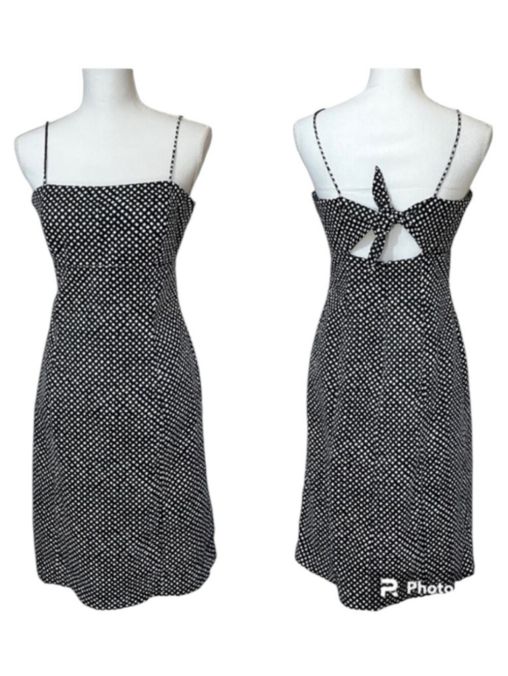 Evan Picone Diamond Polka Dot Tie Back Dress - Size 6